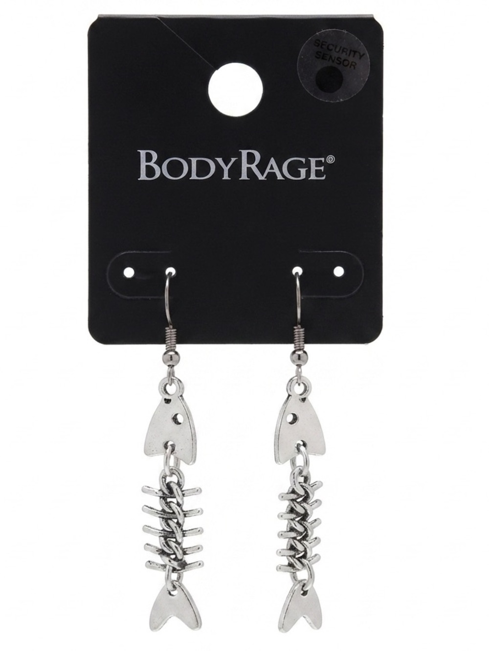 Silver Fishbone Dangle Earrings